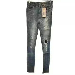 Spoon Jeans Distressed Medium Wash Frayed Hem Five-Pocket Jeans NWT